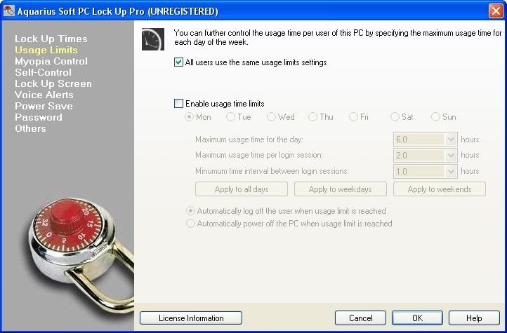 Aquarius Soft PC Lock Up Pro - Screenshot #2