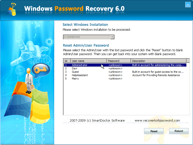Spower windows password reset professional version