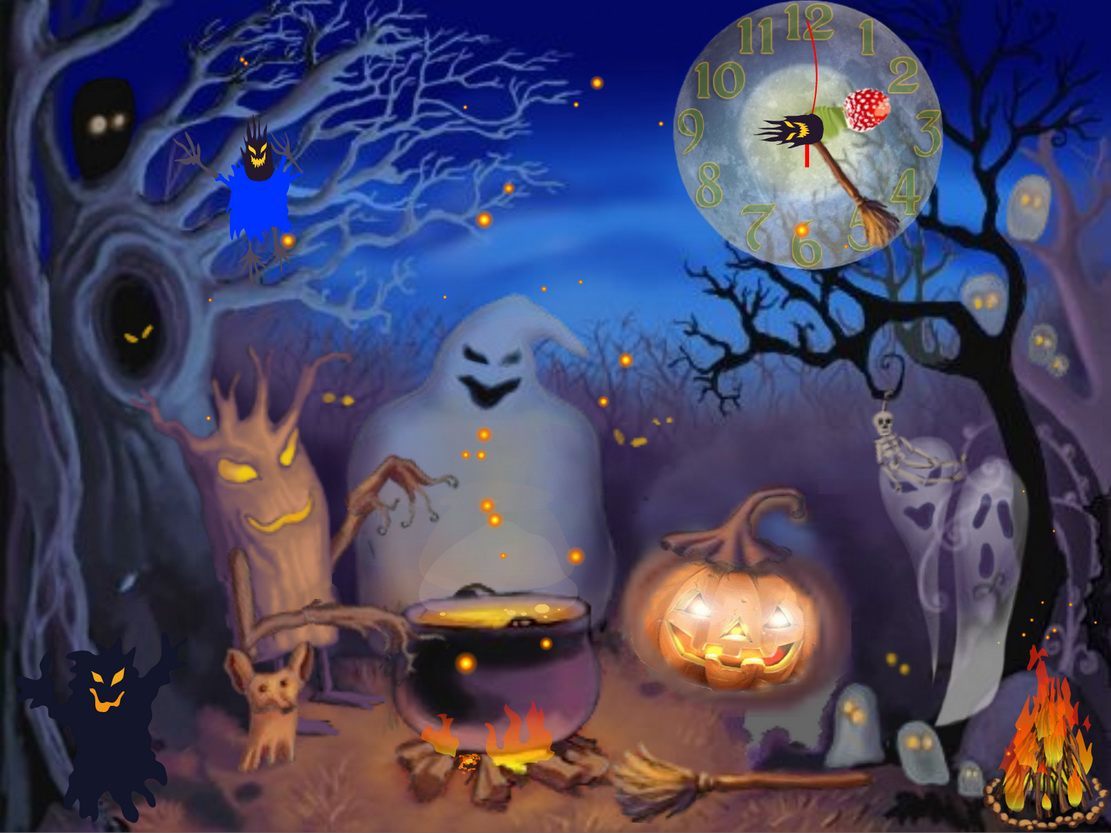 Happy Saint Halloween Clock Live Animated Wallpaper &copy; StrikePill - Screenshot #1