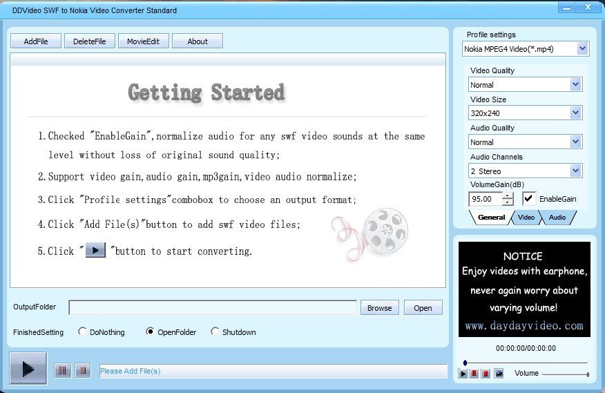 DDVideo Swf to Nokia Video Converter Standard - Screenshot #1