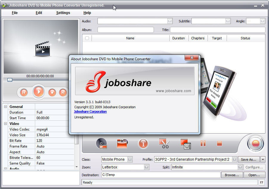 Joboshare DVD to Mobile Phone Converter - Screenshot #1