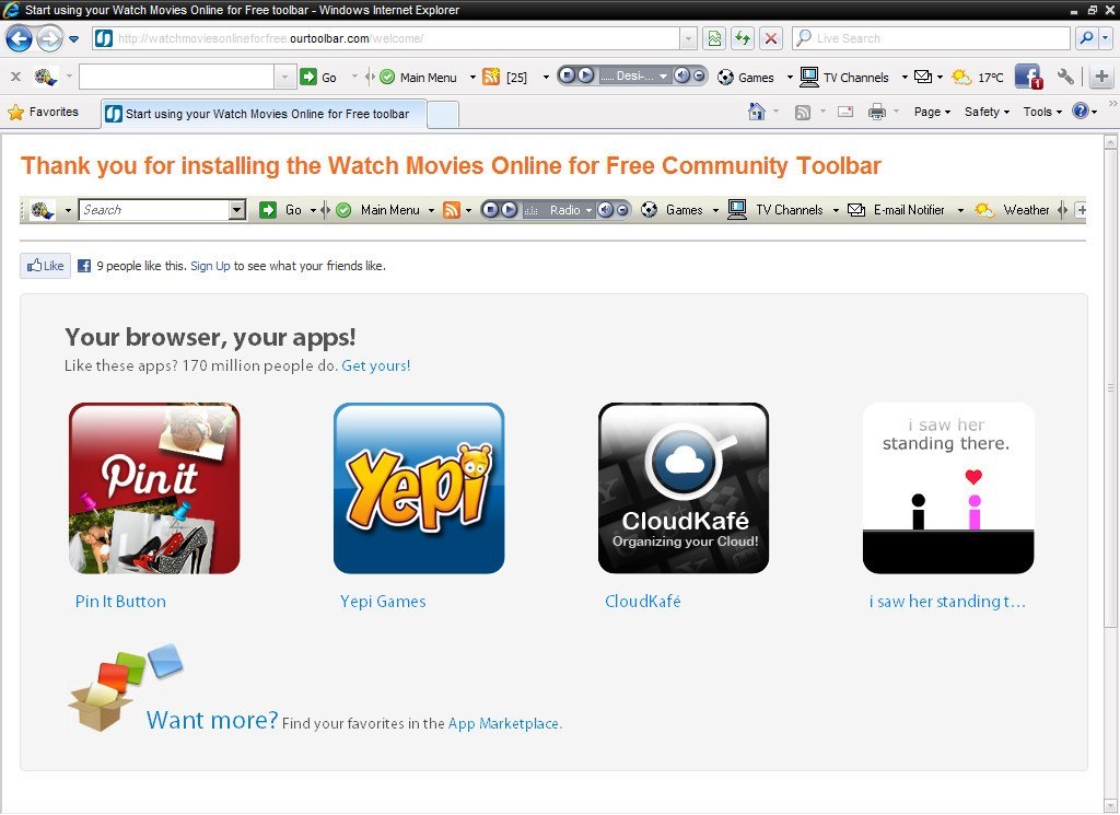 Watch Movies Online for Free Toolbar - Screenshot #1
