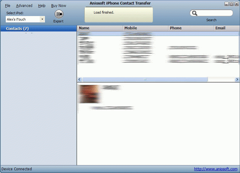 Aniosoft iPhone Contacts Transfer - Screenshot #2