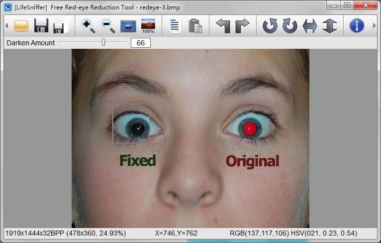 Free Red-eye Reduction Tool - Screenshot #2