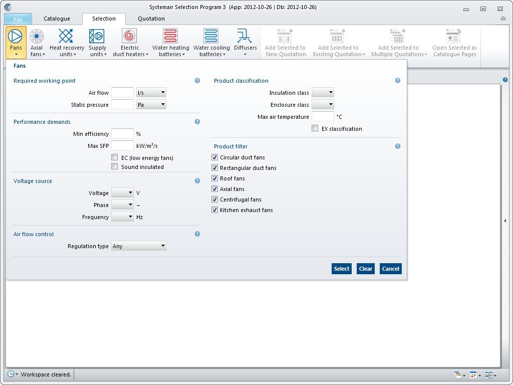 Systemair Selection Program 3 - Screenshot #1