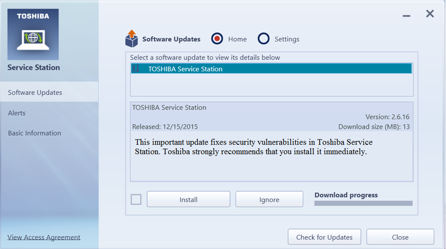 TOSHIBA Service Station - Screenshot #1