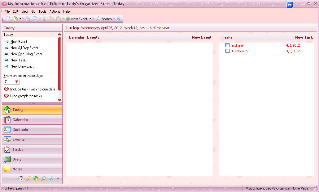 Efficient Lady's Organizer Free - Screenshot #5