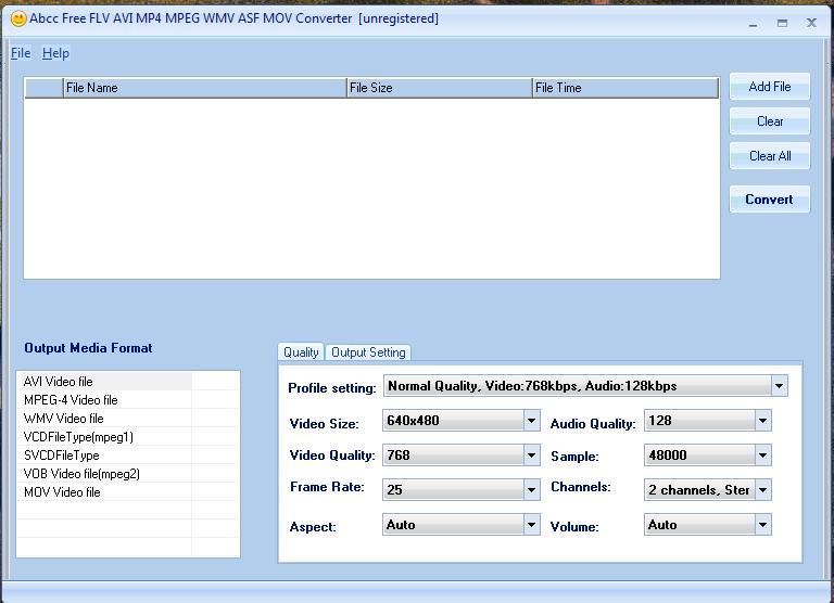 Abcc Free FLV AVI MP4 MPEG WMV ASF MOV Converter - Screenshot #4