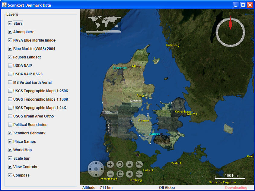 World Wind Java Scankort Denmark Data - Screenshot #1