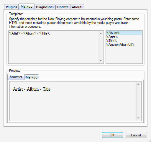 Now Playing Plugin for Windows Live Writer - Screenshot #2