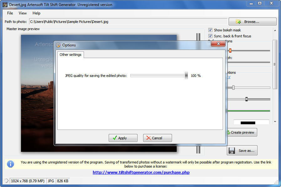 Artensoft Tilt Shift Generator - Screenshot #9