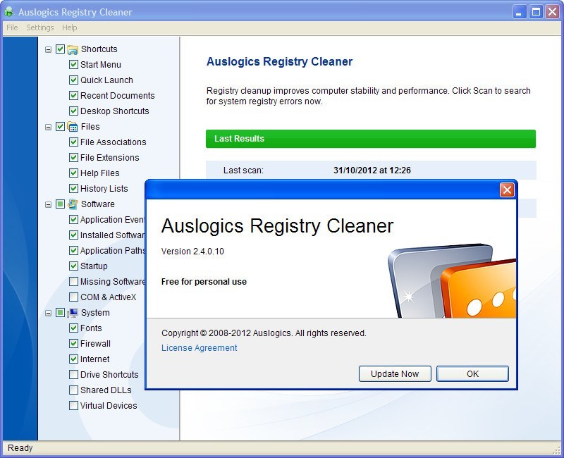 Auslogics Registry Cleaner Pro 10.0.0.4 free download