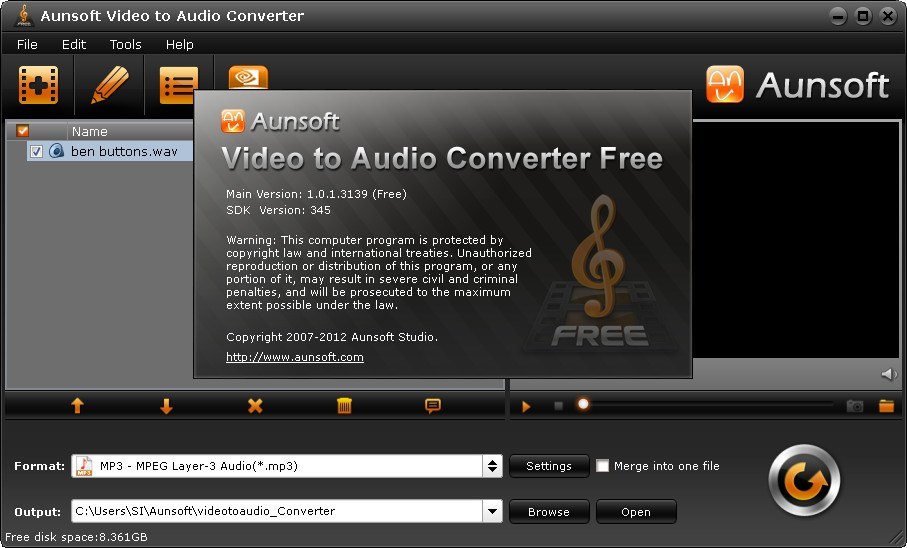 Aunsoft Video to Audio Converter latest version - Get best Windows software