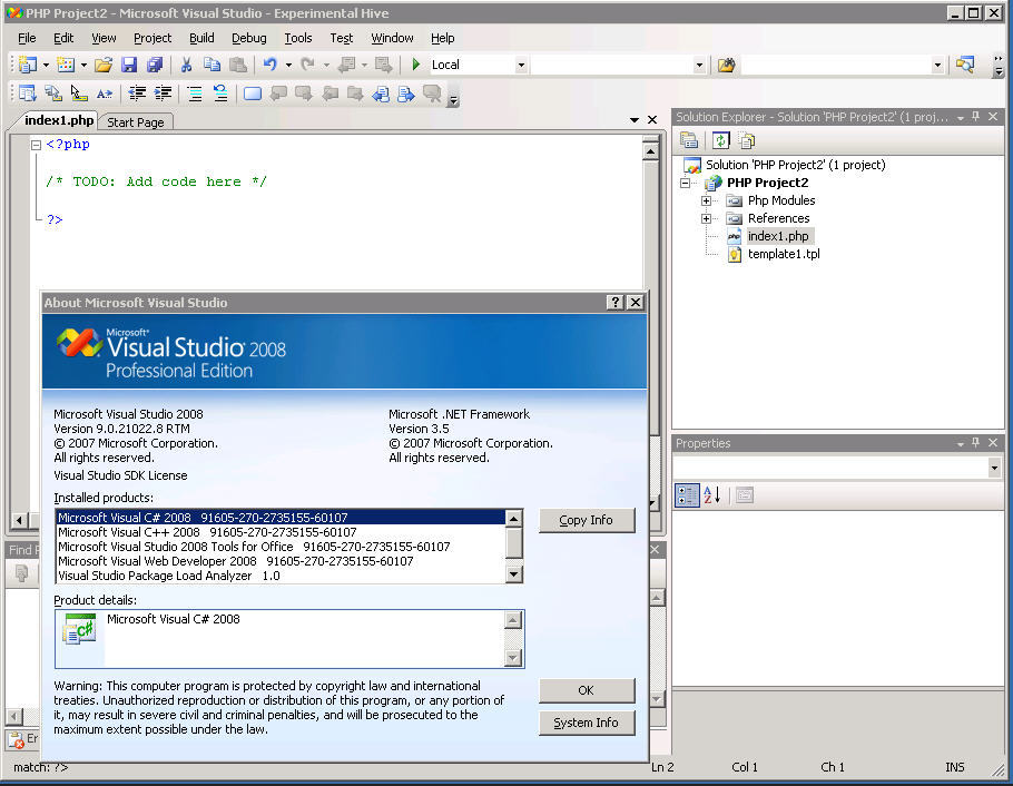 Microsoft studios проекты. Отладчик Visual Studio 2008. Microsoft Visual Studio 2008 Интерфейс. Visual Studio Скриншоты. Html + php на Visual Studio.