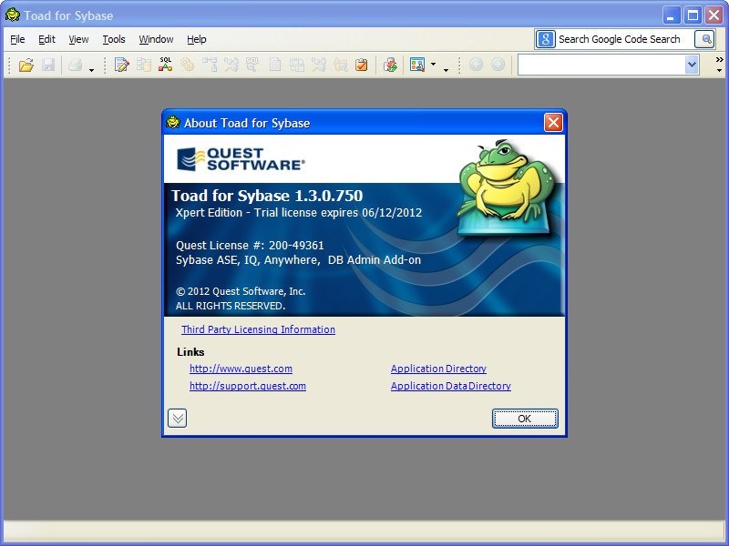 toad freeware license key