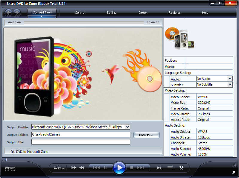 Extra DVD to Zune Ripper - Screenshot #1