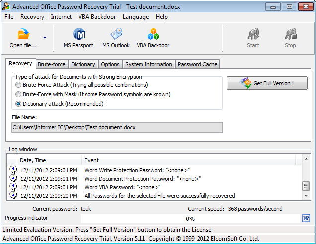 Advanced Office Password Recovery - Screenshot #17