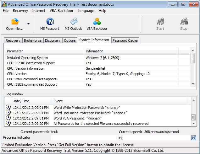 Advanced Office Password Recovery - Screenshot #13