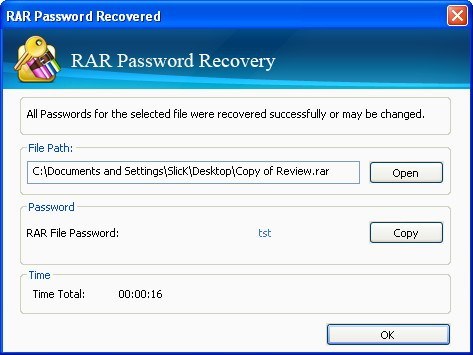 Pakeysoft RAR Password Recovery - Screenshot #3