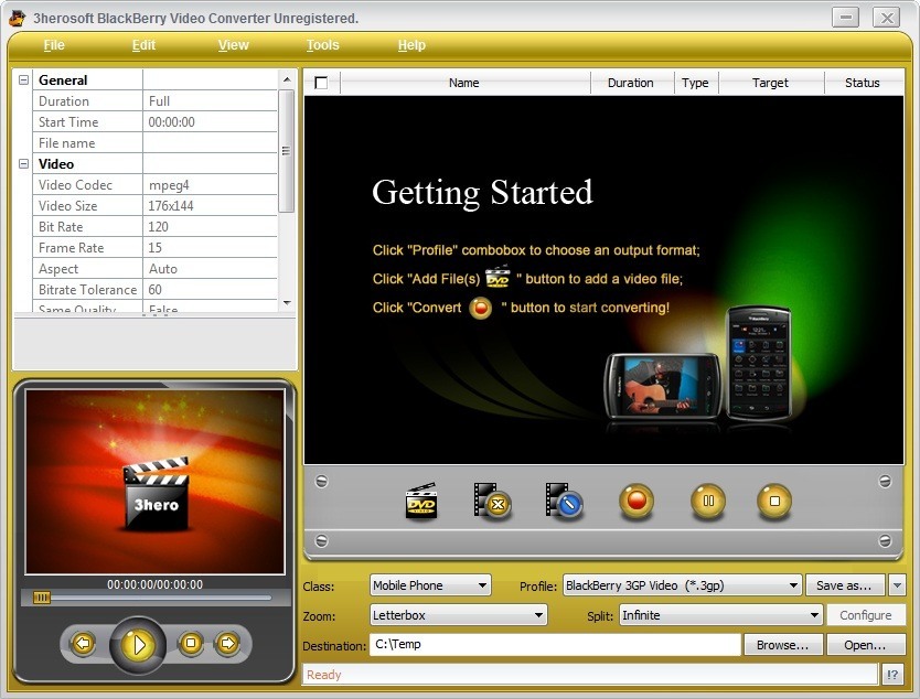 3herosoft BlackBerry Video Converter - Screenshot #2
