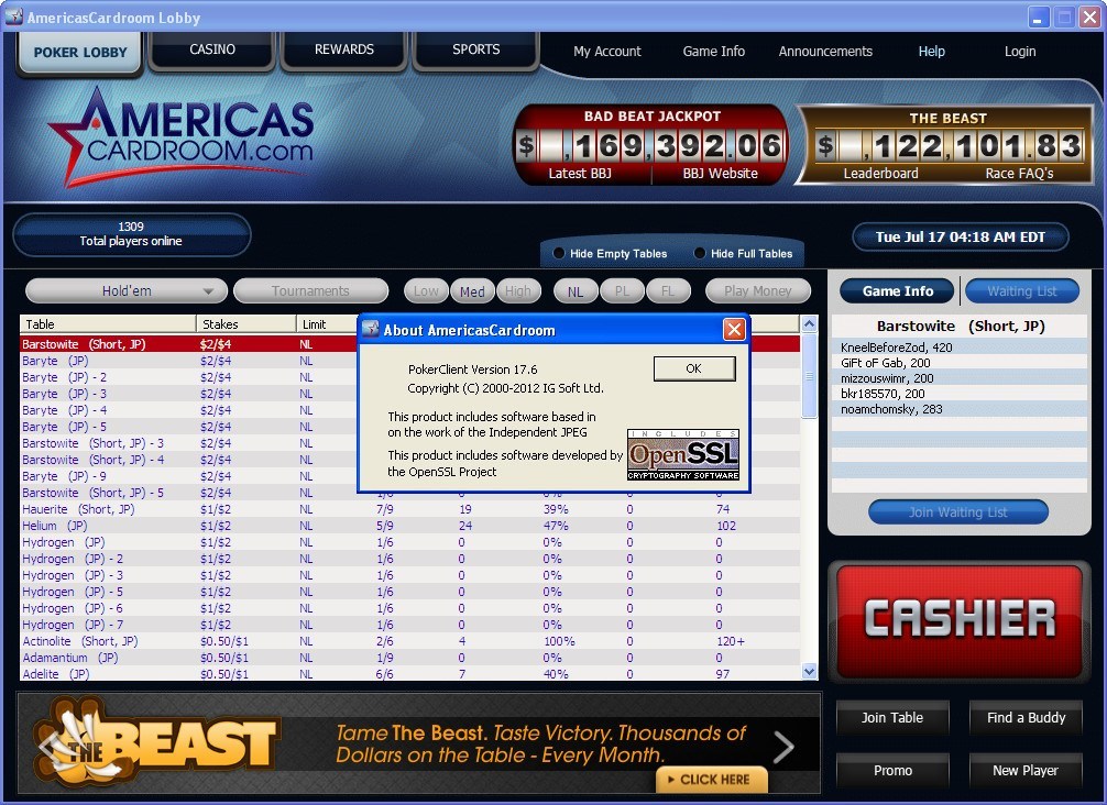 AmericasCardroom - Screenshot #1