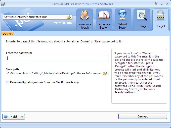 recover pdf password serial