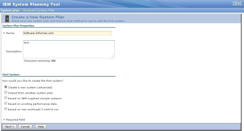 IBM System Planning Tool - Screenshot #1