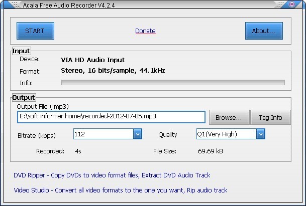 Acala Free Audio Recorder - Screenshot #1