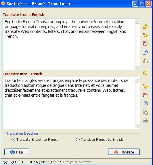 english to french translator code in java
