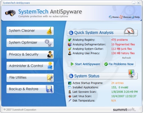 SystemTech AntiSpyware latest version - Get best Windows software