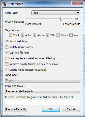 dupeGuru Music Edition - Screenshot #4