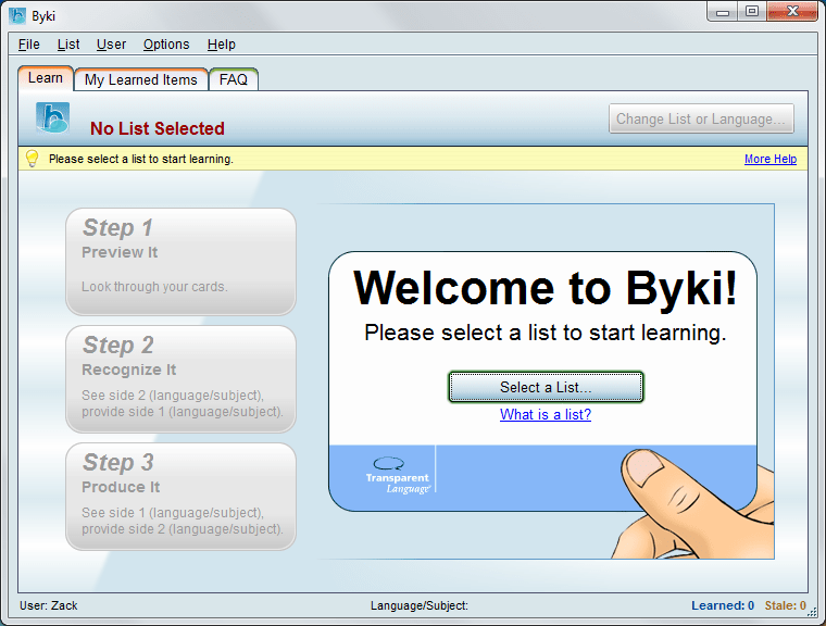 Get user option