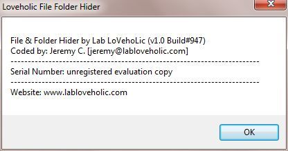 LoVehoLic File & Folder Hider - Screenshot #1