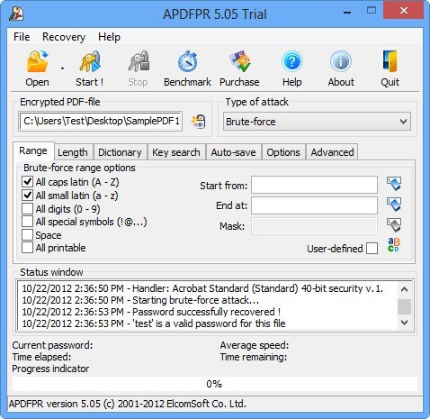 Advanced PDF Password Recovery - Screenshot #8