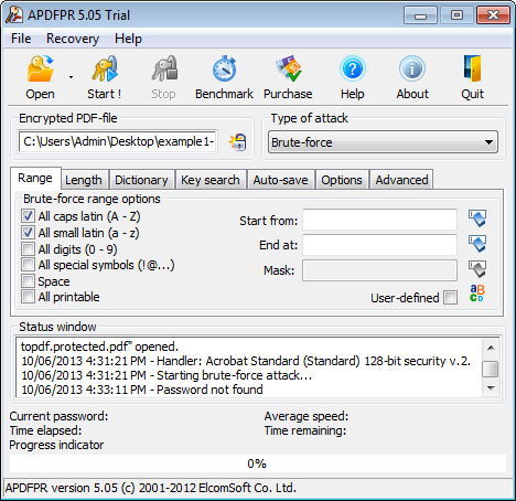 Advanced PDF Password Recovery - Screenshot #4