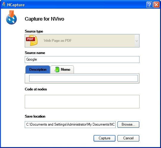 QSR NCapture - Screenshot #1