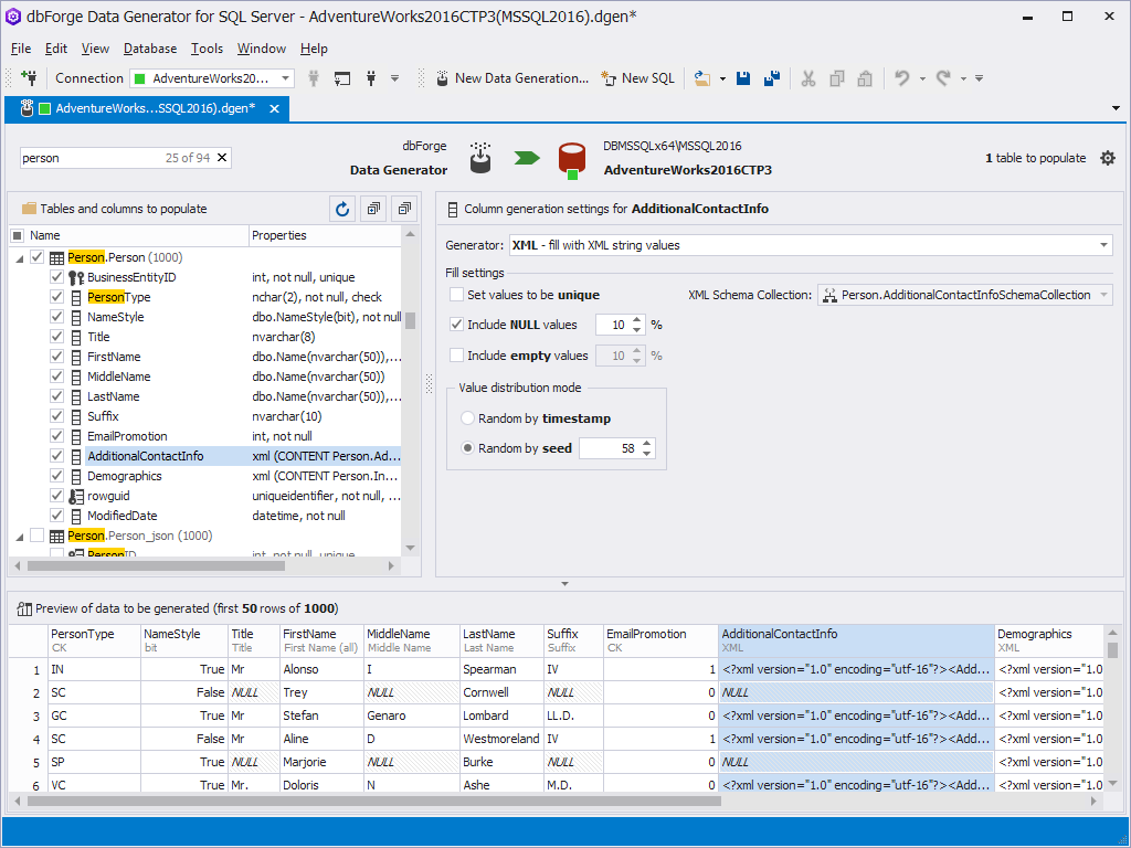 dbForge Data Generator for SQL Server download for free - SoftDeluxe
