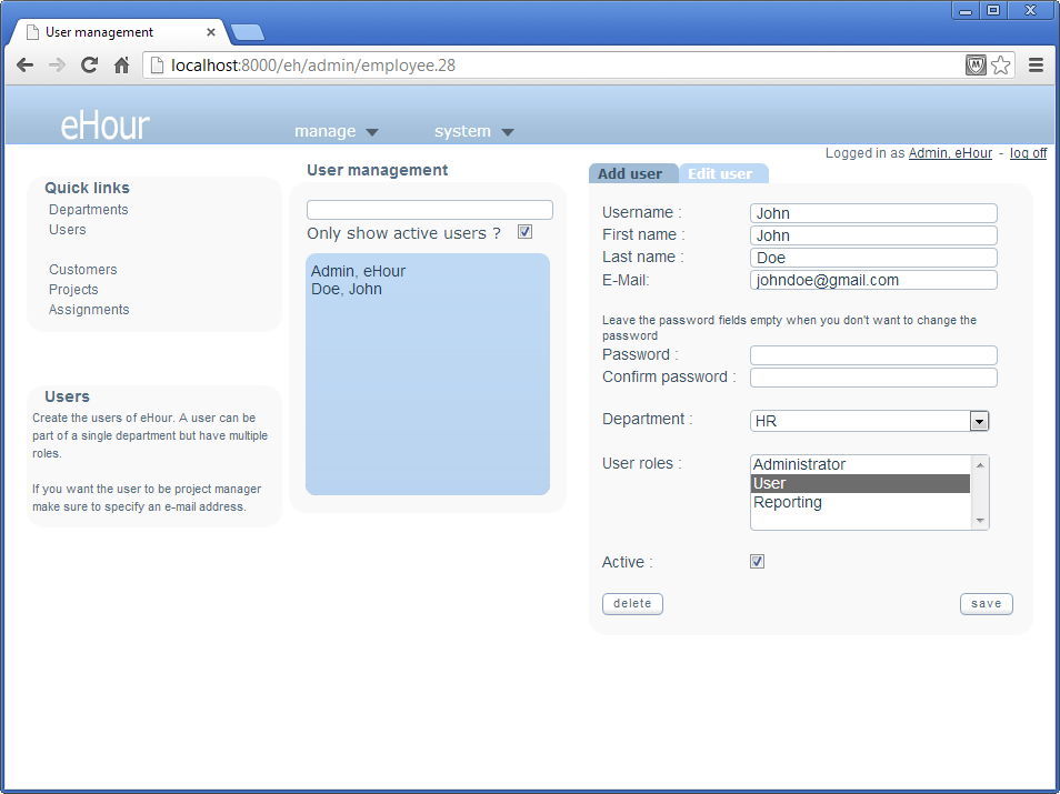 eHour - Screenshot #5
