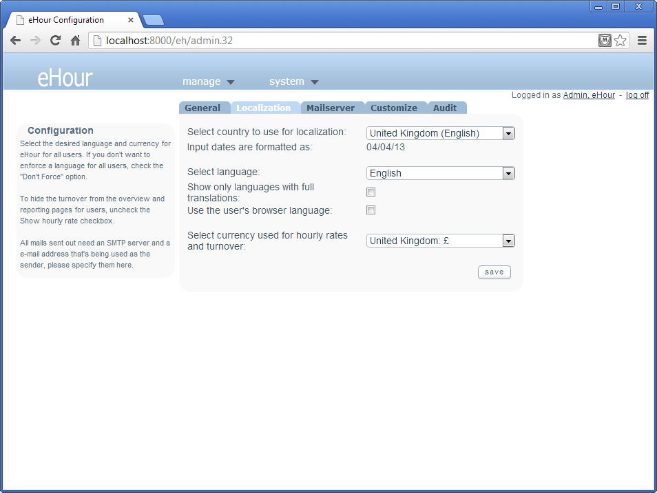 eHour - Screenshot #2