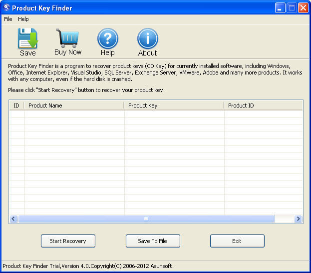 Asunsoft Product Key Finder - Screenshot #1