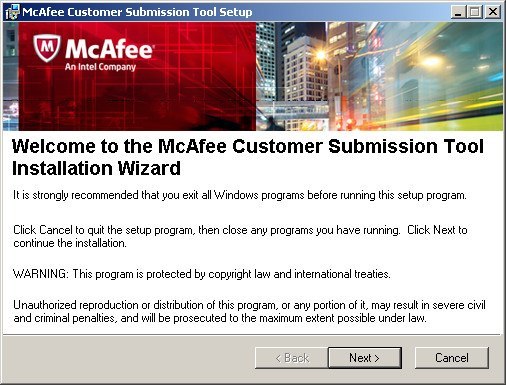 McAfee Customer Submission Tool - Screenshot #4