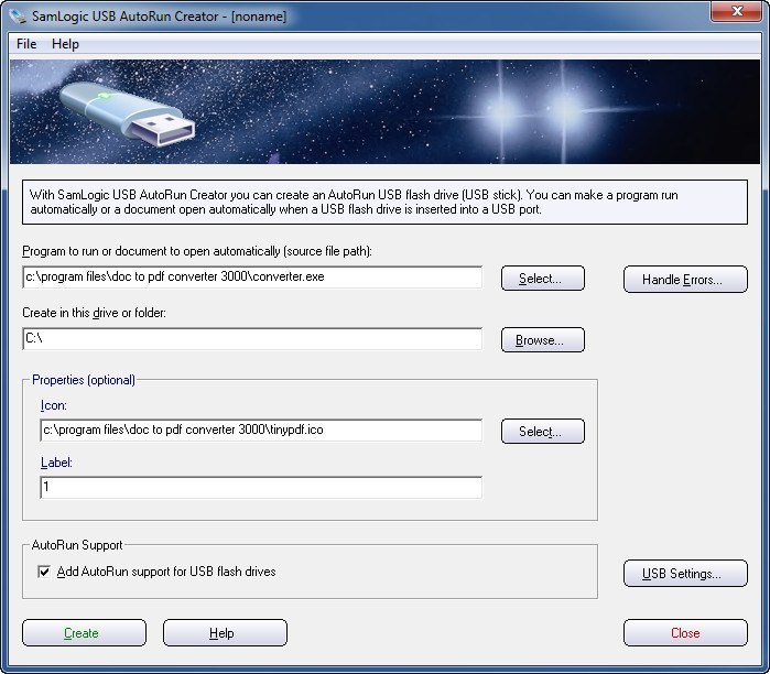 SamLogic USB AutoRun Creator - Screenshot #2