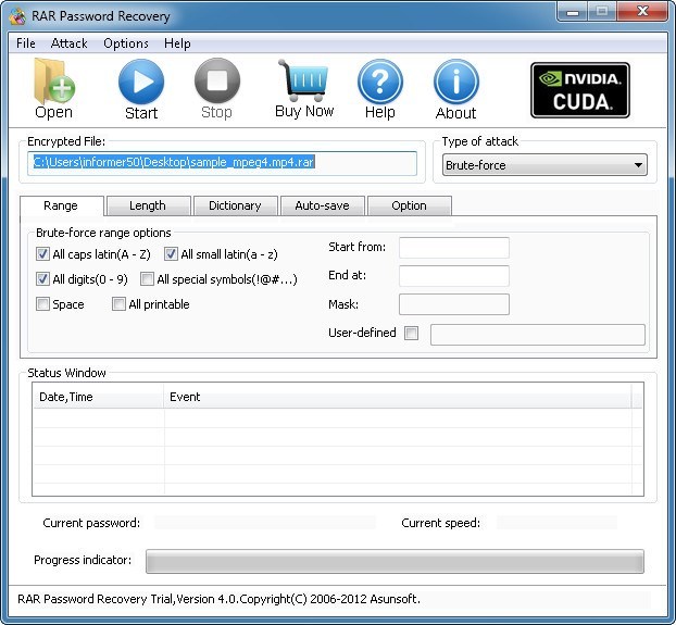 Asunsoft RAR Password Recovery - Screenshot #1