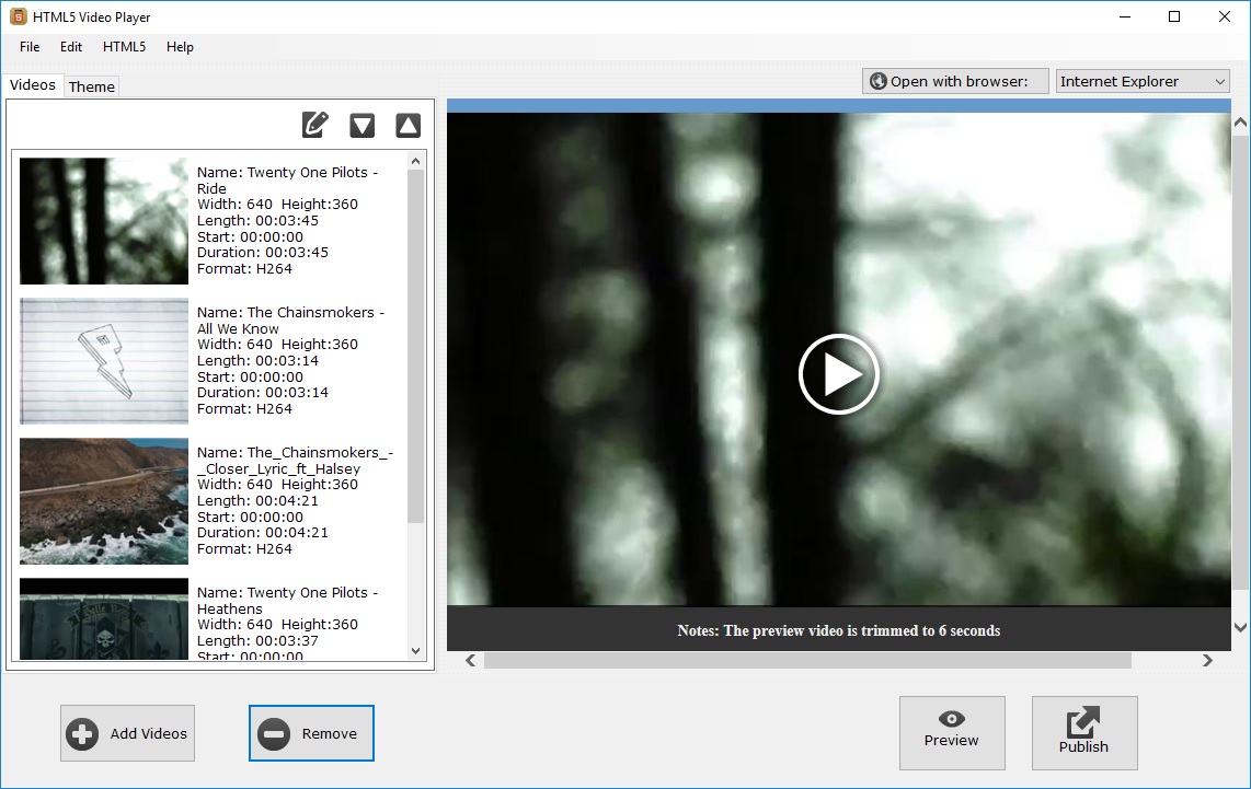 html5 video player youtube