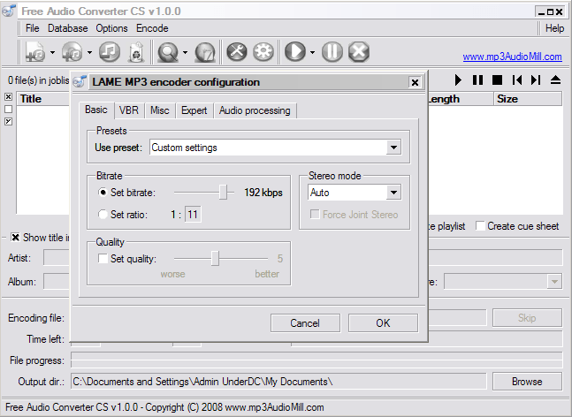 Free Audio Converter CS - Screenshot #2