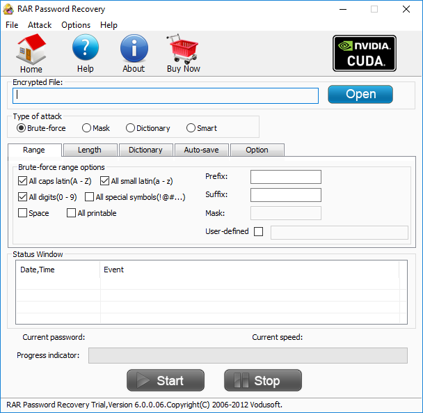Vodusoft RAR Password Recovery - Screenshot #1