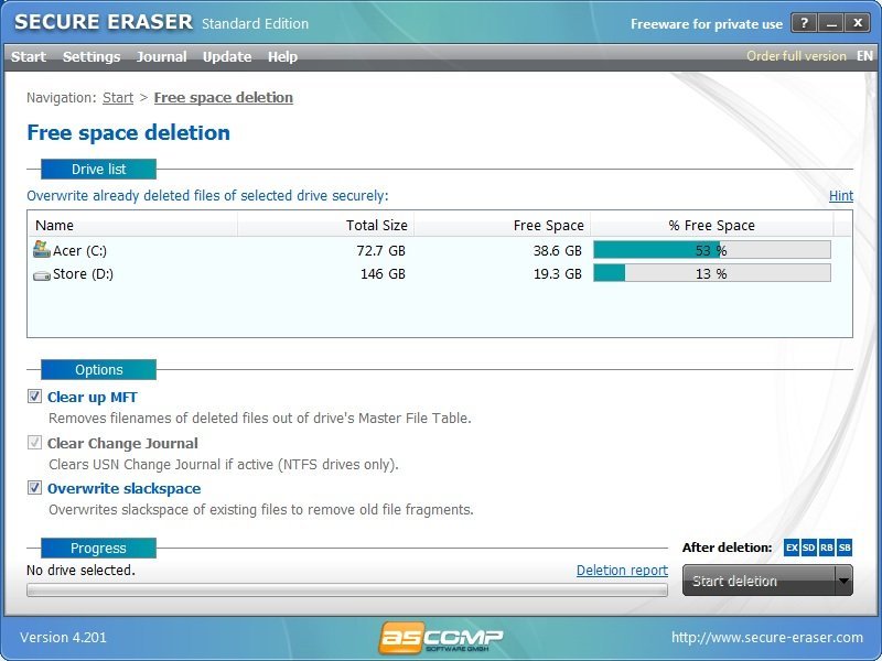 ASCOMP Secure Eraser Professional 6.002 download the last version for windows