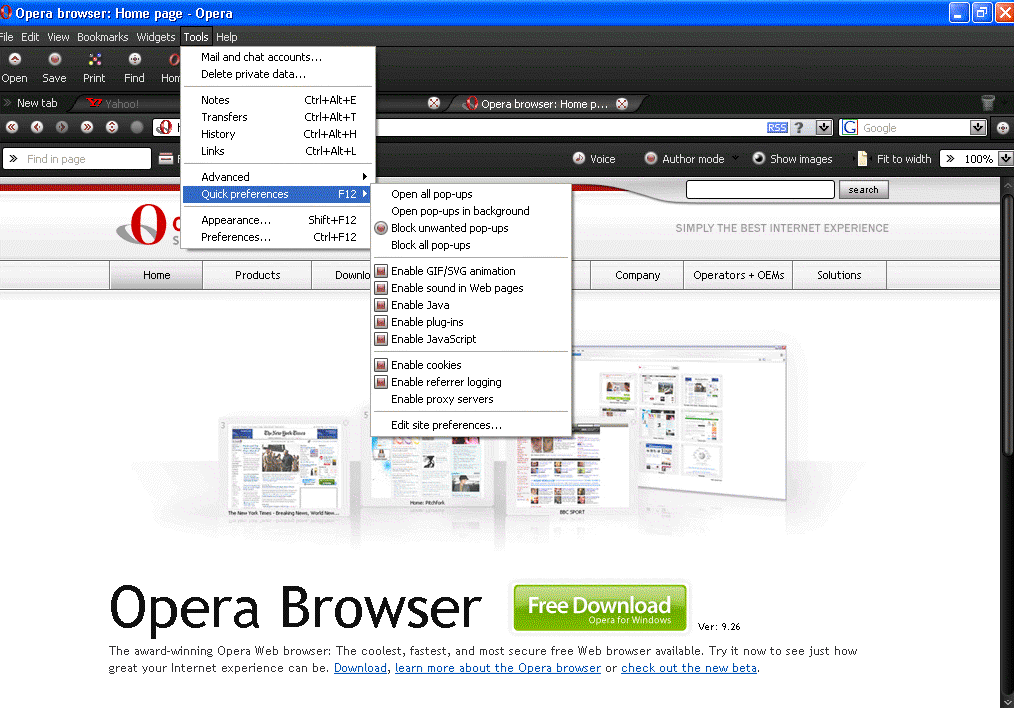 opera for windows 7