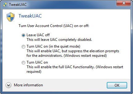TweakUAC - Screenshot #1