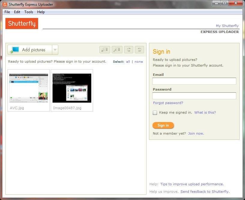 Shutterfly Express Uploader - Screenshot #1